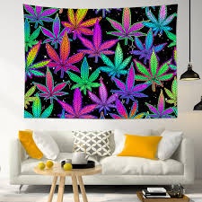 TAPESTRIES / COLORFUL MARIJUANA LEAF